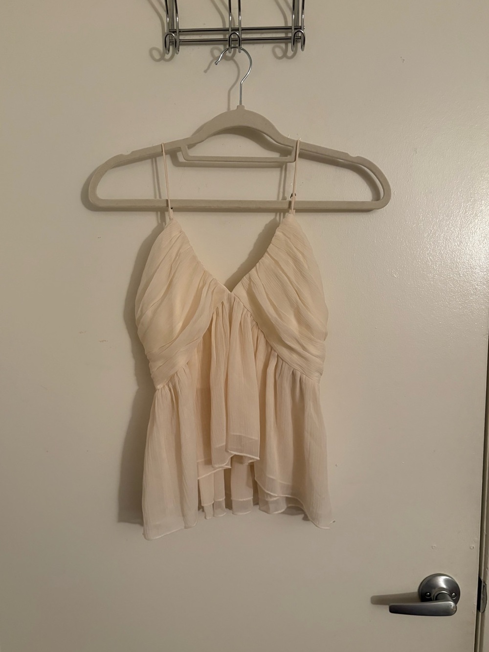 Abercrombie & Fitch Cream Spaghetti-Strap Chiffon Camisole - Picture 2 of 5